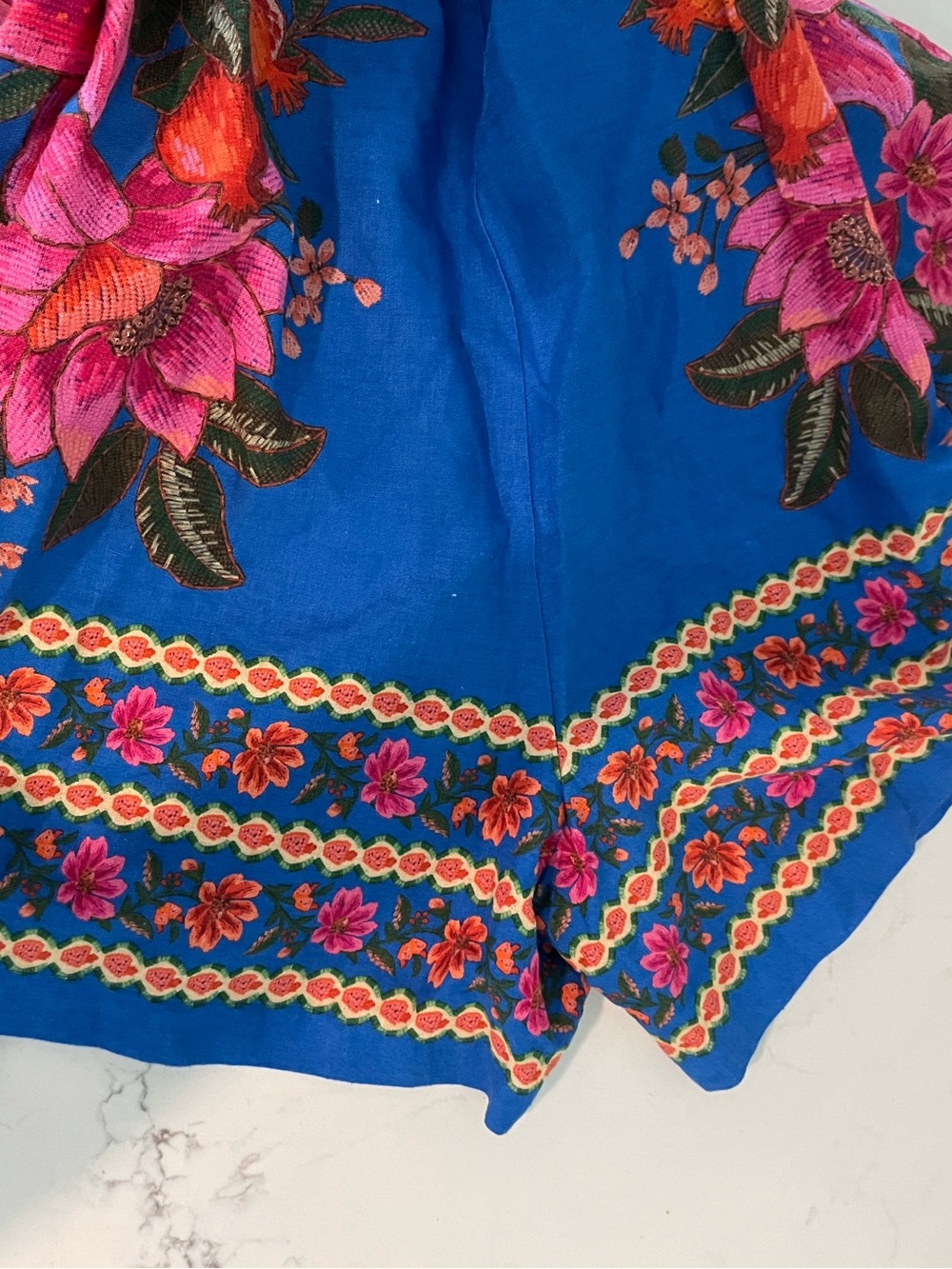 FARM Rio Bright Blue Floral Smocked Sundress with Pink Embroidery - Picture 7 of 9
